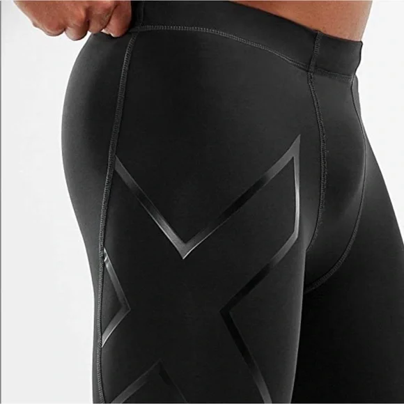 NWOT 2XU Men's XL Core Compression Long Tights Pants Black Lightweight Training